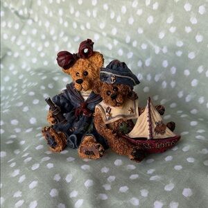 Boyds Bears Brown Teddy Sailor Figurine with Navy and Red Accents